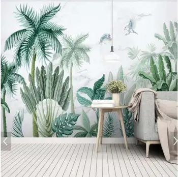 

Tropical Palm Leaves Wallpaper Mural Wall Decorative Wall Papers Home Improvement Rain Forest Green Plant Leaf Wall Murals