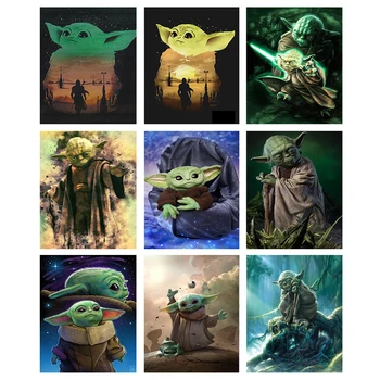 

New Full Square drill diamond Painting Little Baby Yoda star wars 5D DIY diamond embroidery Rhinestones mosaic Anime character