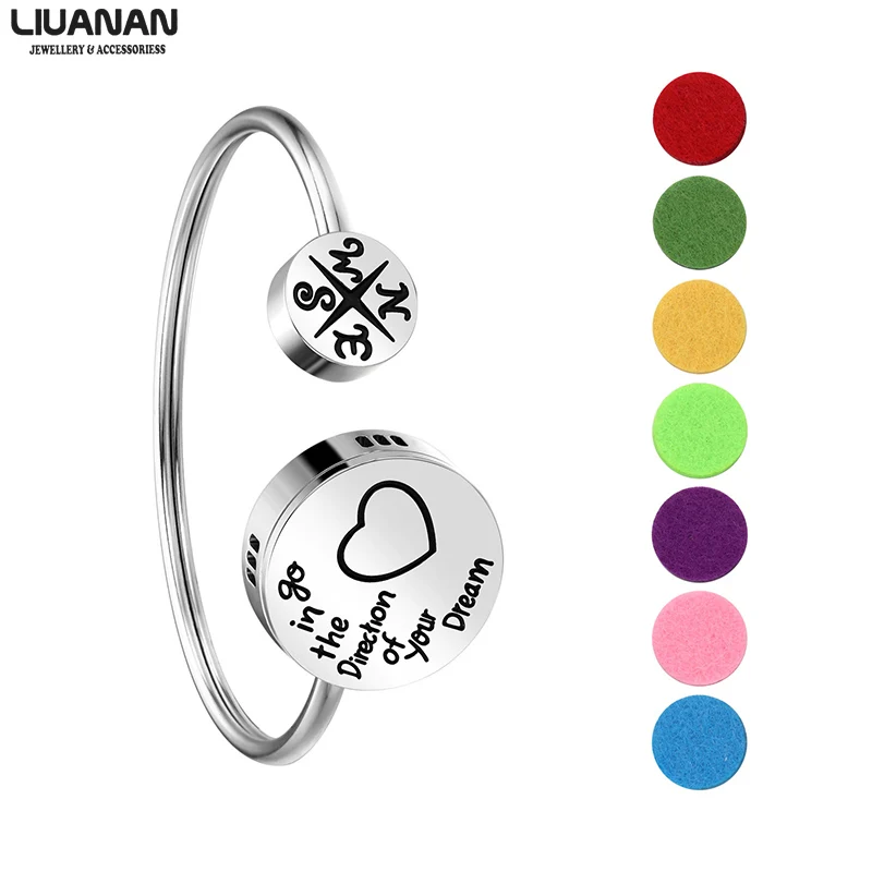 

Essential Oil Diffuser Bracelet Aromatherapy Jewelry Stainless Steel Bangle Bracelet with Inspirational Quotes Gift for Women
