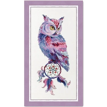 

Dream catcher and owl cross stitch package animal 18ct 14ct cloth cotton thread embroidery DIY handmade needlework