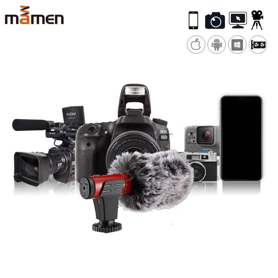 

2019 Stereo Microphone VLOG Photography Interview Digital HD Video Recording 3.5mm Microphone for Smartphone Camera 4 Colors