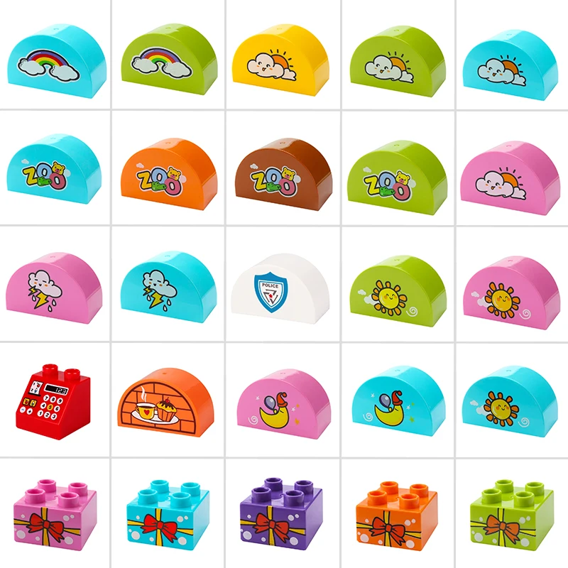 

New Big Size Building Blocks Compatible Legoing Duplo animal Food the weather Creator Scene DIY Accessories Bricks Kids Baby Toy