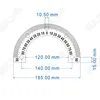 185x120x2 Middle semicircle dial dividing measuring ruler with hole goniometer Stainless steel decorative plate 6
