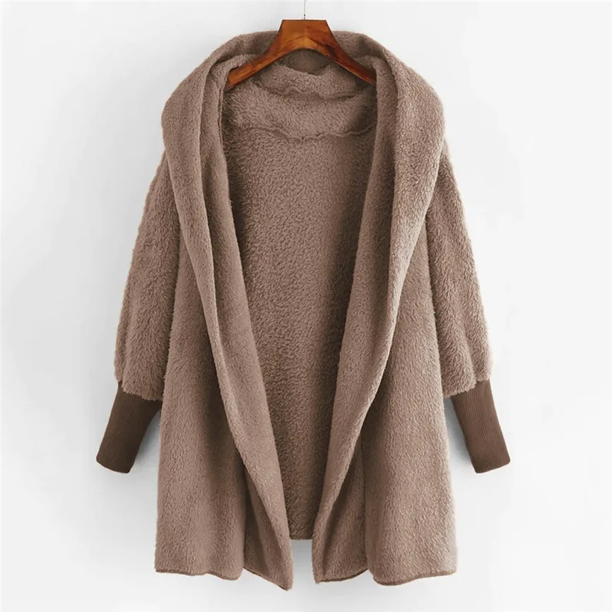 Khaki Модное женское пальто с капюшоном, зимнее теплое плюшевое хлопковое пальто с карманами, верхняя одежда на весну, осень, зиму, Прямая поставка, Oct.29 - Цвет: Khaki
