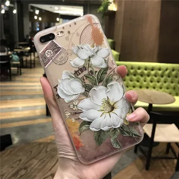 

QL cover for iphone X white flower painting pattern case