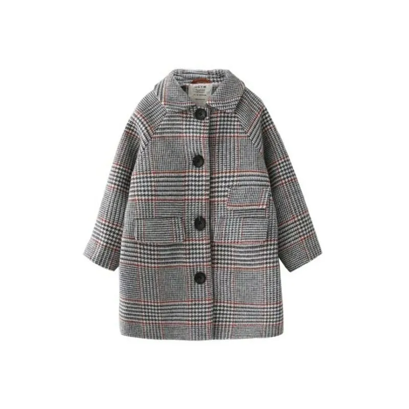 

Fashion Kids Girl Overcoat Winter Houndstooth Wool Coat For Girls Children Teens Autumn Jacket Warm Long Outerwear
