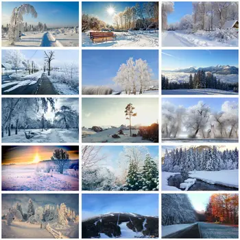 

Forest Background Winter Scene Photo Booth Backdrop Customized Decorative Poster for Photo Studio Christmas Party Supplies