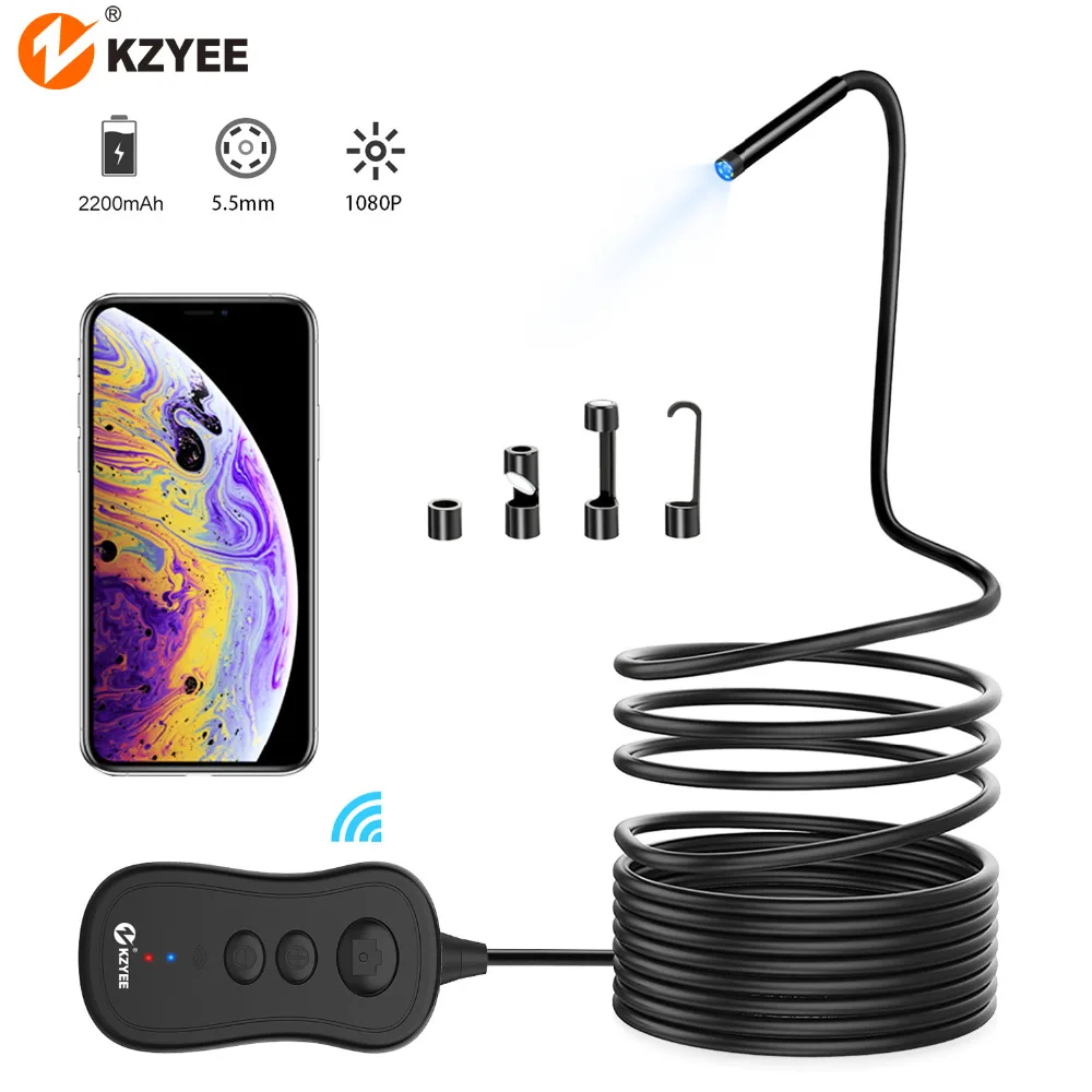 Водонепроницаемый эндоскоп KZYEE объектив 5 мм подводная камера 10 м HD Wi Fi