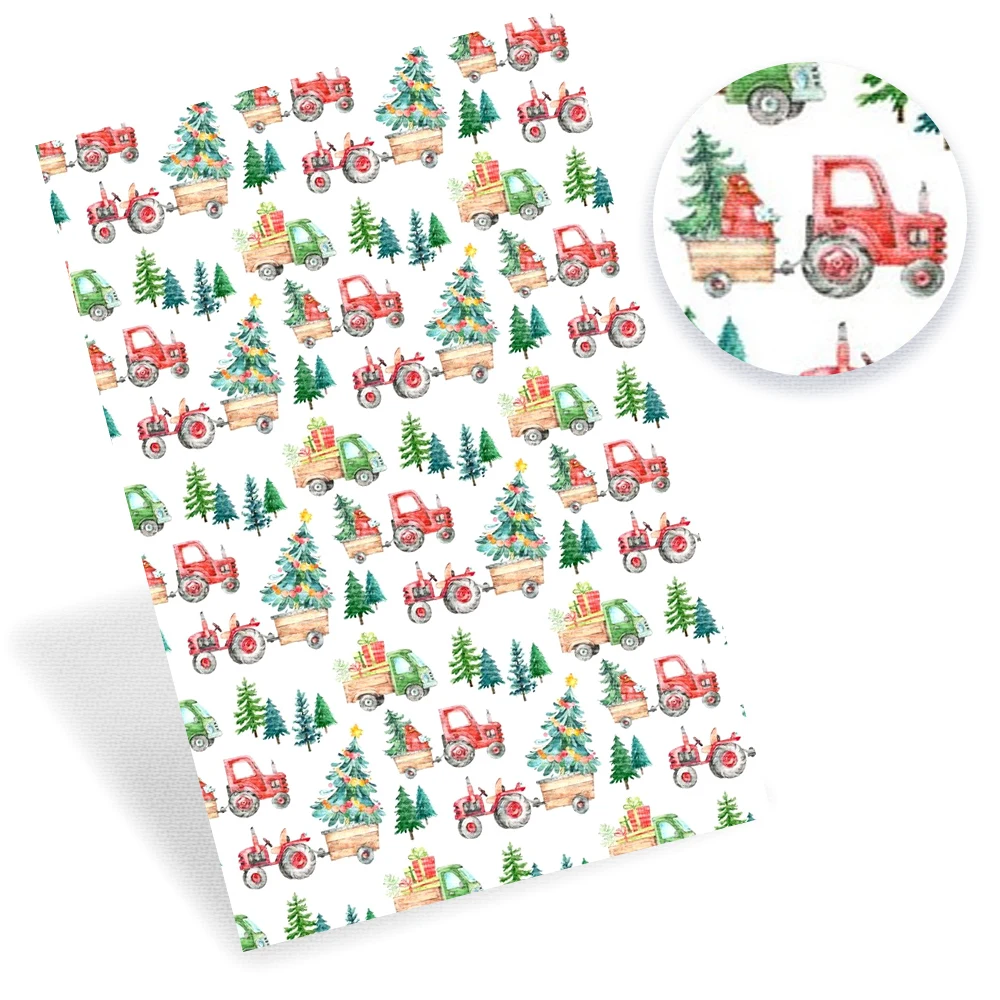 

IBOWS 22*30cm Faux Synthetic Leather Sheet Christmas Tree Elk Santa Leather Fabric DIY Handmade Garment Home Textil Supplies
