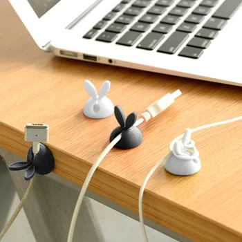 

6Pcs Cute Rabbit Ears Cable Bobbin Winder Clip Wire Organizer Desk Cord Holder 28GE