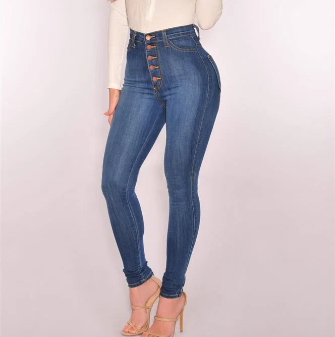 Jeans woman Plus Size High Waist Stretch Slim Five Button Jeans Women 2020