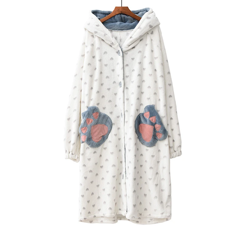 

Shell girl hot sale 2019 Flower Thickening Flannel Robe Long Ma'am Coral Down Home Furnishing Serve Bathrobe Woman
