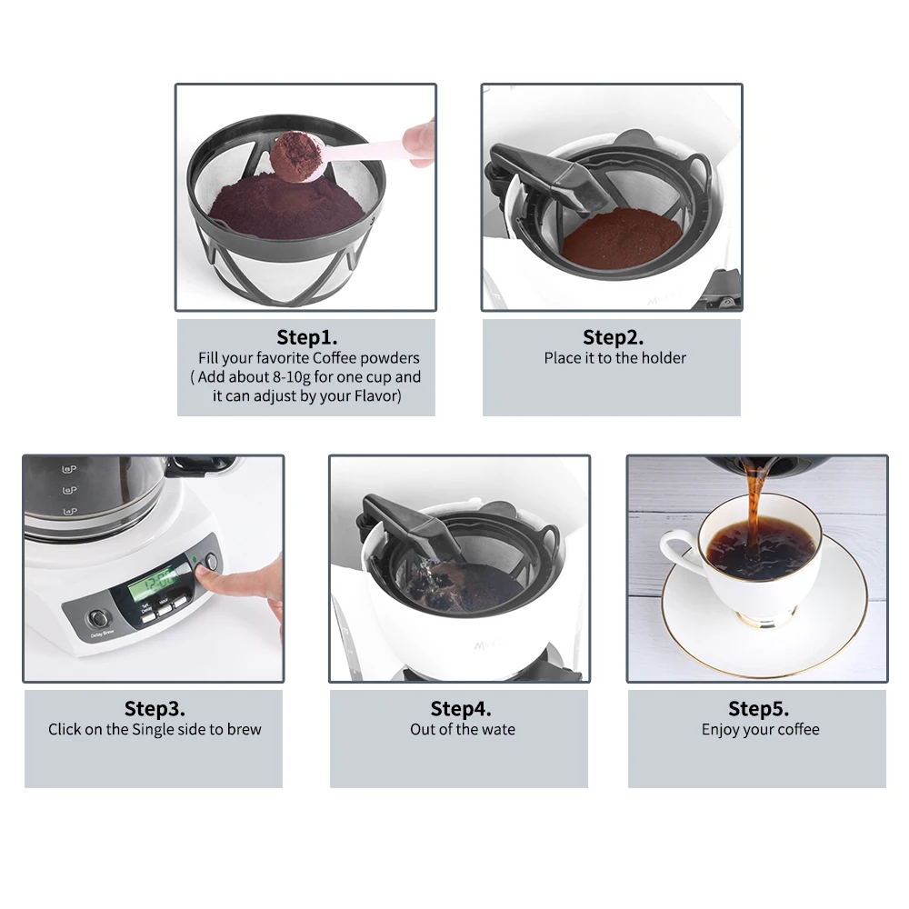 Fill & Brew Reusable Coffee Filter Basket for Most Mr. Coffee