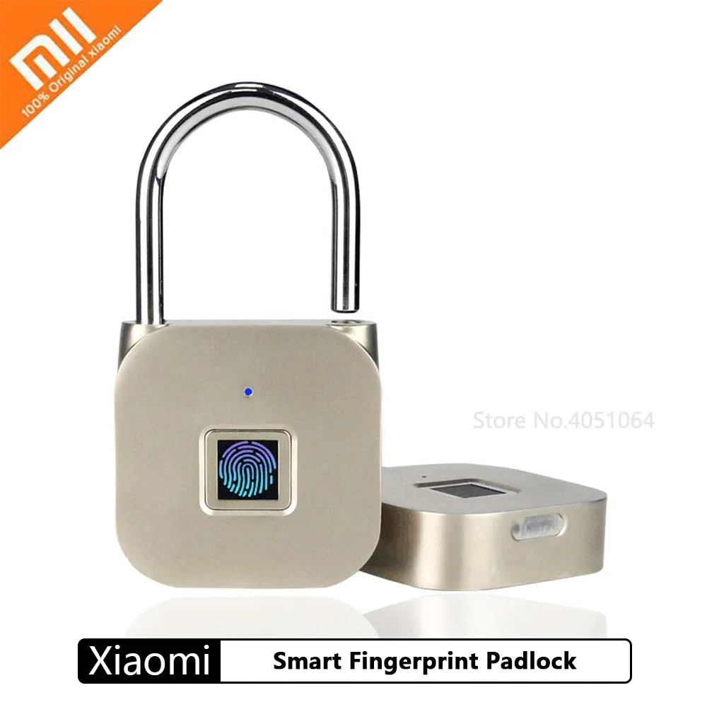 Beste Xiaomi Smart Elektronische Vingerafdruk Hangslot Usb Oplaadbare Deurslot Keyless Zinklegering Metalen Bagageruimte Hangslot
