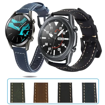 

Genuine Leather Strap for Huawei Watch GT 2 42/46 for Samsung galaxy watch 3 41/45 SM-R840 850 Replacement watch band bracelet
