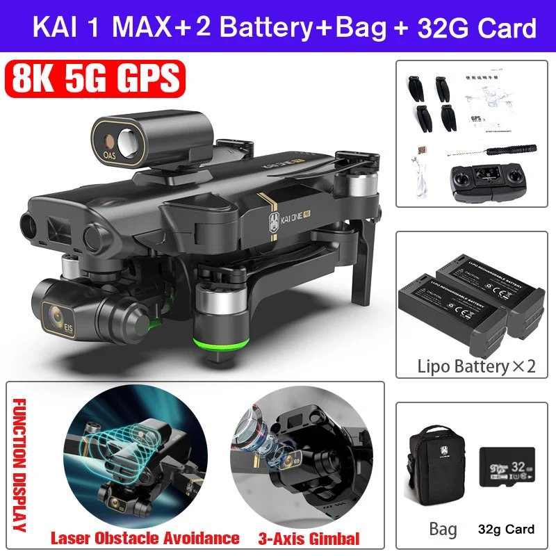 KAIONE Pro/Max GPS Drone 8K HD Dual Camera Three-axis gimbal Brushless Motor With 5G Wifi Quadcopter VS SG906 MAX F11S 4K Pro koome quadrone 4ch remote control RC Quadcopter