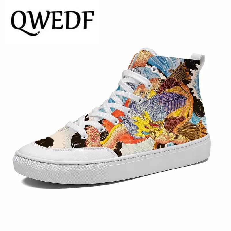 Fashion High-top Vulcanize Canvas Shoes for men Custom Anime Print Spring Casual Lace-up Breathable Flat tenis masculino X13-21