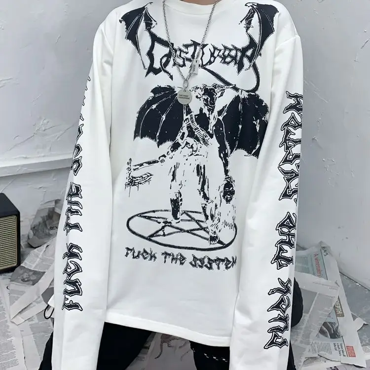 Neploe Harajuku футболка уличная хип хоп футболки мужские и женские осенние футболки с принтом призрака свободные Японские футболки с длинными рукавами 54914
