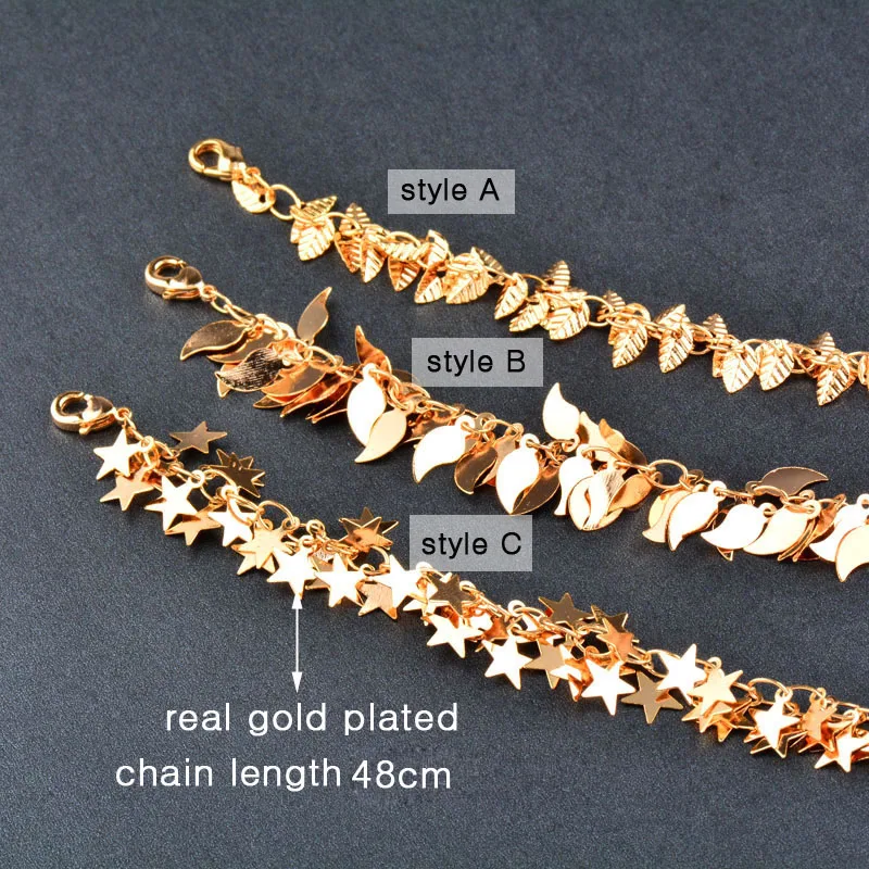 SINLEERY Dense Star Leaf Chili Statement Necklace Yellow Gold Color Chain Initial Necklace For Women Fashion Jewelry XL601 SSH