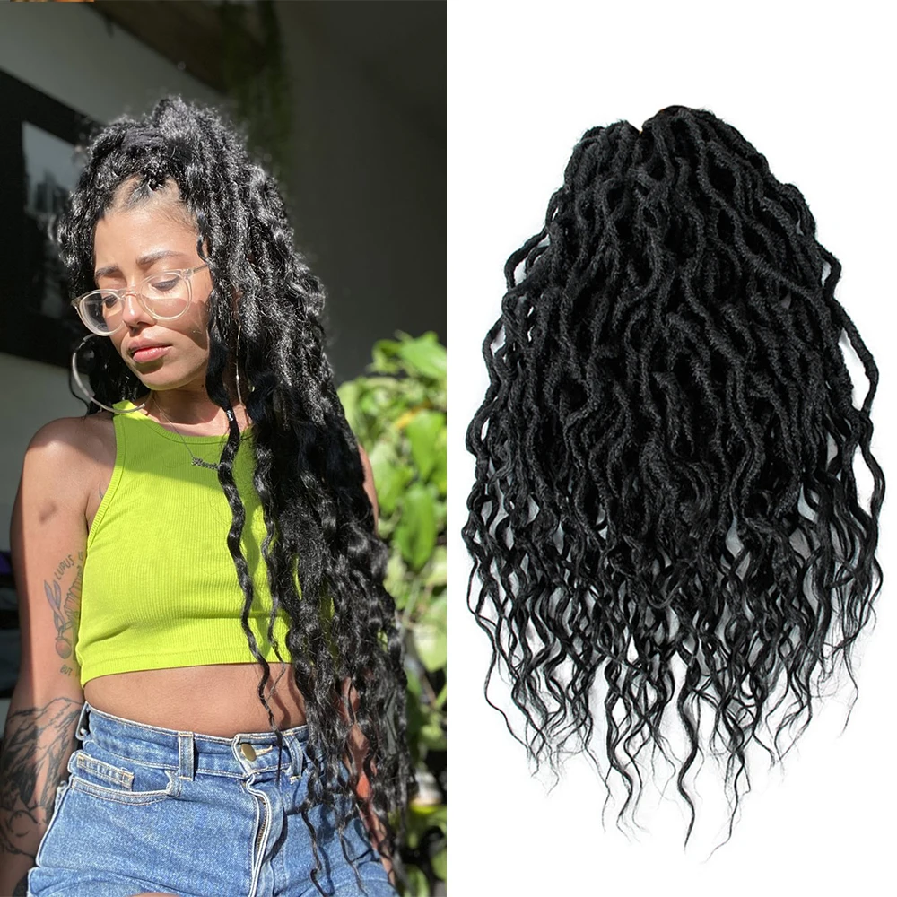 Synthetic Faux Locs Crochet Braid Hair 16 24 Inches Goddess Locs