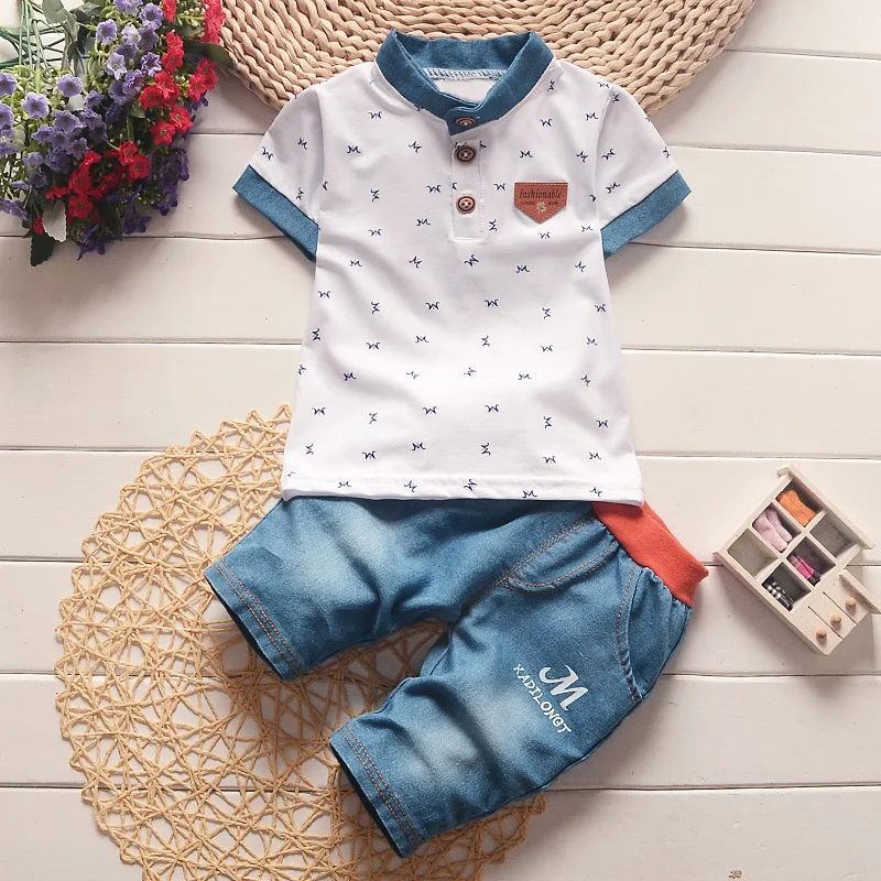 BibiCola/комплект летней одежды для новорожденных мальчиков; хлопковая одежда для девочек С Рисунком Слона; одежда для малышей; комплект из футболки и коротких штанов - Цвет: picture color