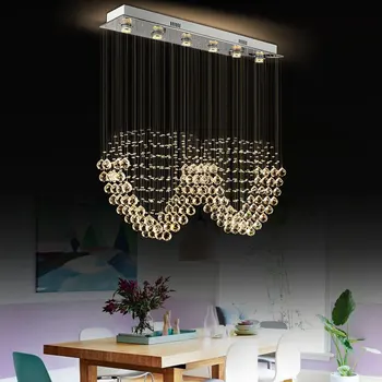 

Modern Luxury Crystal Chandelier Double Heart-shaped Design Lamp Led Indoor Hanging Lighting for living room dining room kitchen