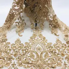 5 ярдов/партия, cc0011#, ручная работа, золотые 3d бусины, блестки, роскошная вышивка, тюль, сетка, кружево для распиловки, свадебное платье