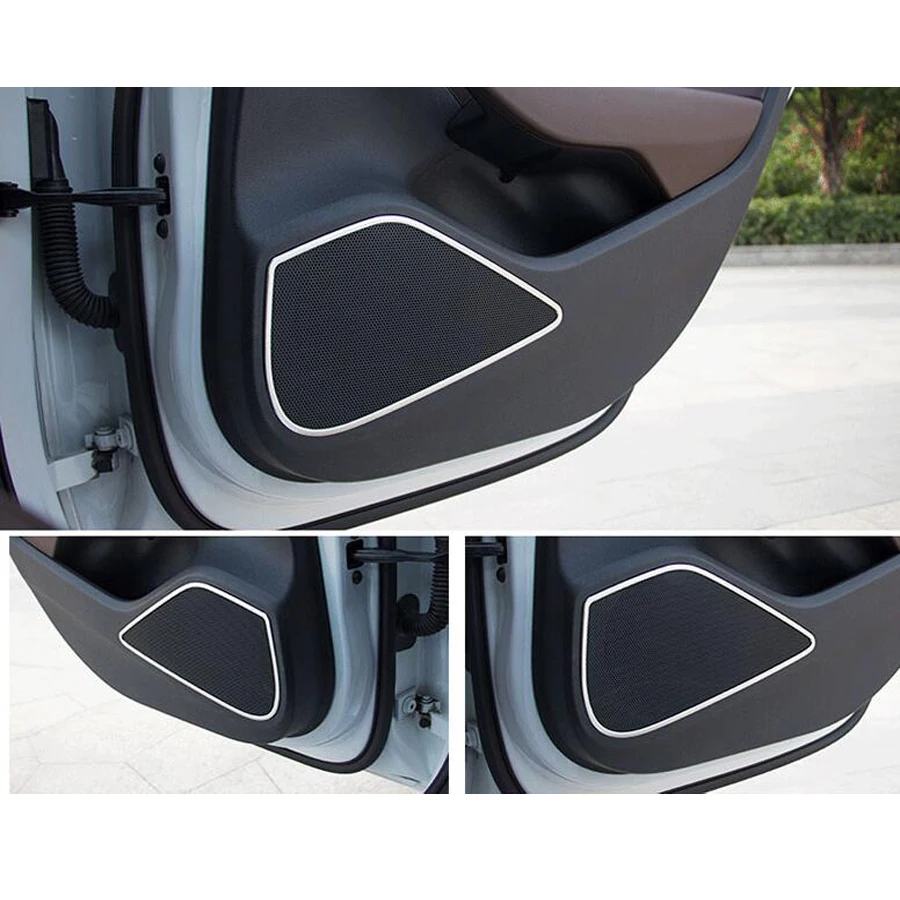 4 шт. набор автомобильных дверей стерео рамка динамика кольцо обод хромированный Стайлинг наклейка для Audi A3 8V- нержавеющая сталь