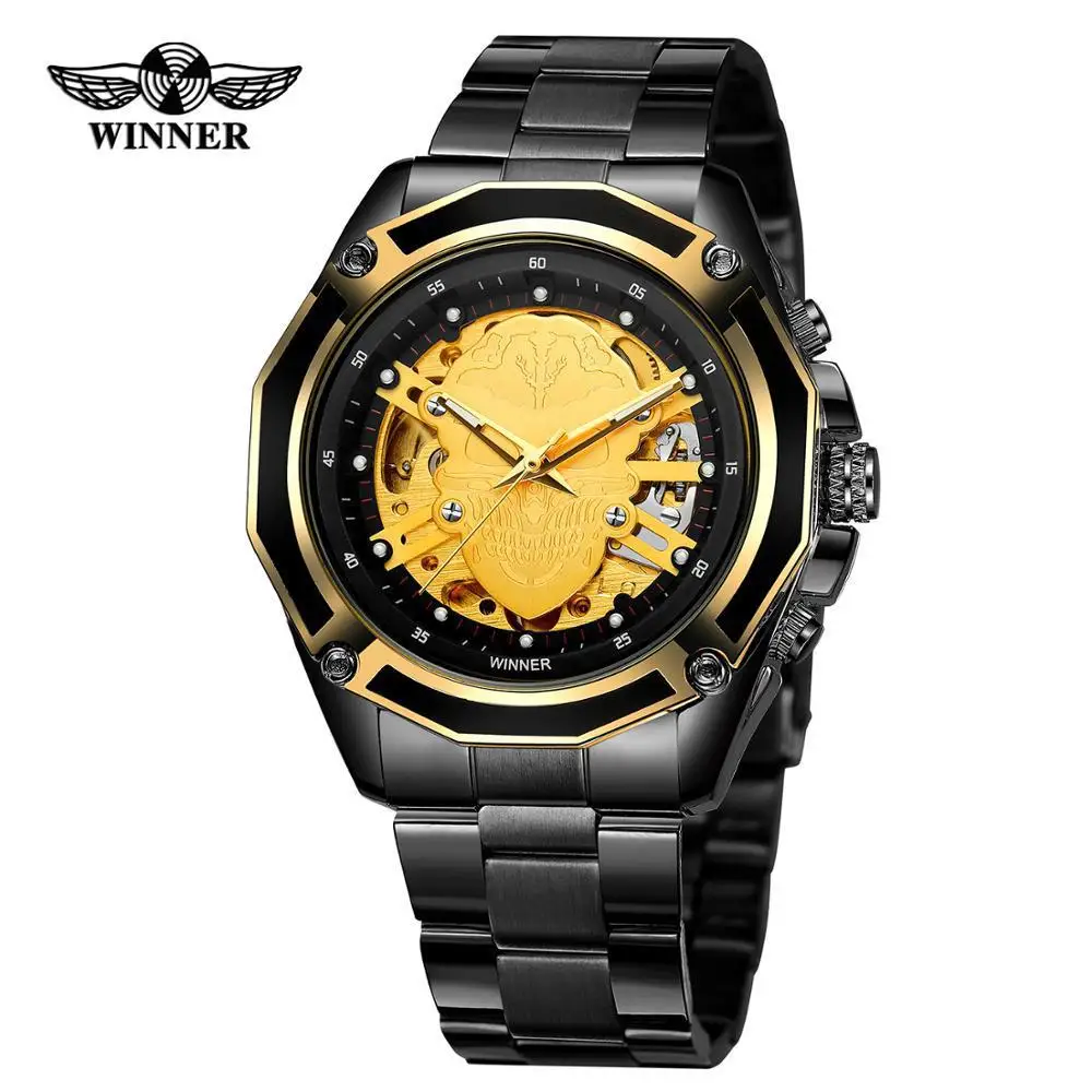 

Winner Fashion Casual Hollow out Skull Waterproof Automatic Analog Watch