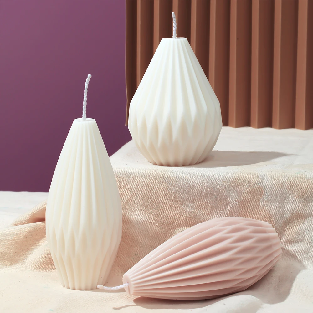 Nicole Geomatric Lantern Candle Mold Handmade Silicone Pear Shaped