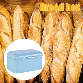 

Metal Bread Box Storage Case European Style Retro Kitchen Container Solid Color SP99