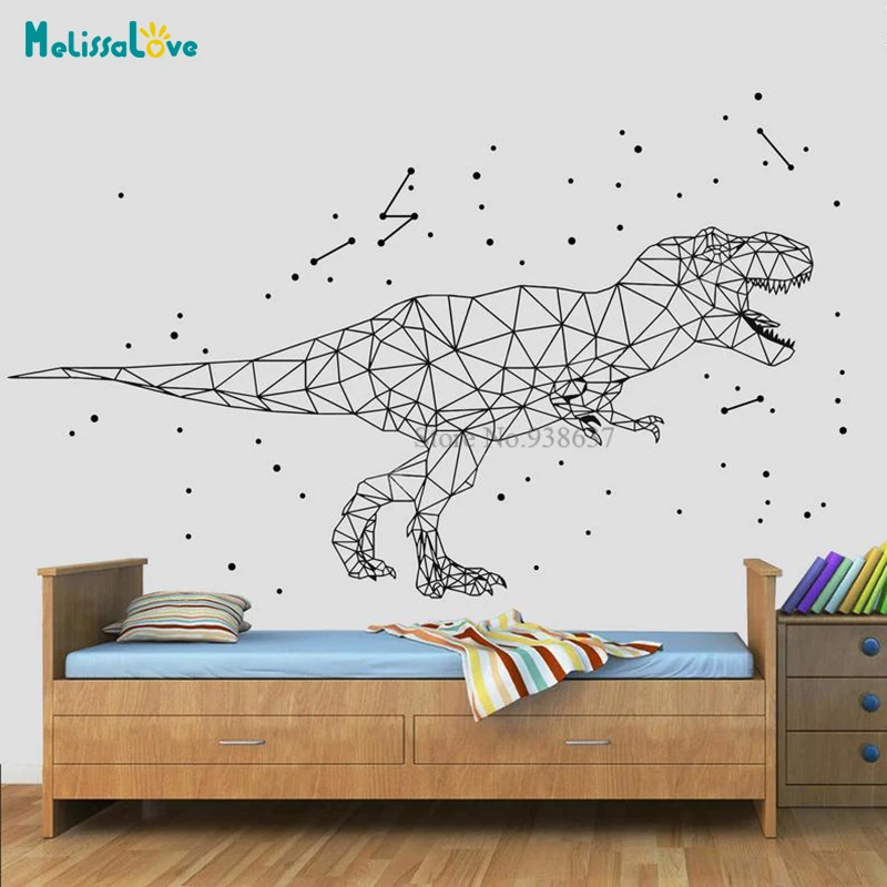 T-rex Dinosaur Constellation Triangulum Decal Geometric Design Living Room Bedroom Home Decor Removable Vinyl Wall Sticker BB997 | Дом и сад