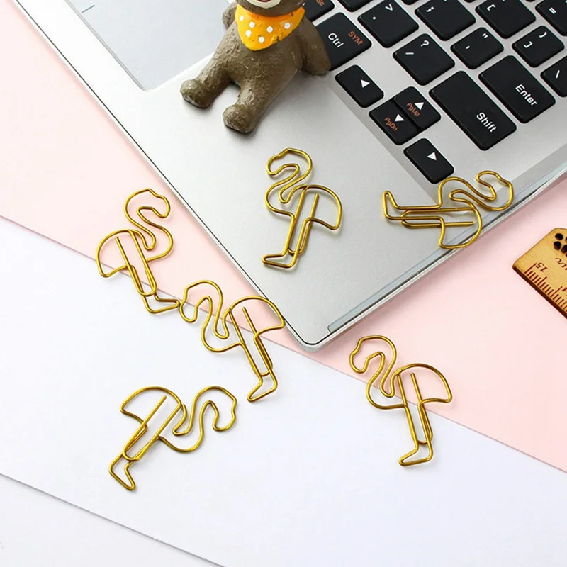 24Pcs/lot Beautiful Flamingo Bookmark Planner Paper Clip Metal Material Bookmarks for Book Stationery School Office Supplies