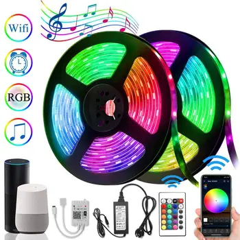 

DC12V WiFi LED Strip Light RGB SMD 2835 Flexible Ribbon 5m 10m 15m 20m Waterproof Diode Tape Festoon led light Christmas decor
