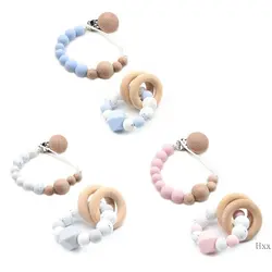 Новый детский силиконовый Прорезыватель деревянное кольцо браслет соска держатель цепи новорожденный игрушка для прорезывания зубов