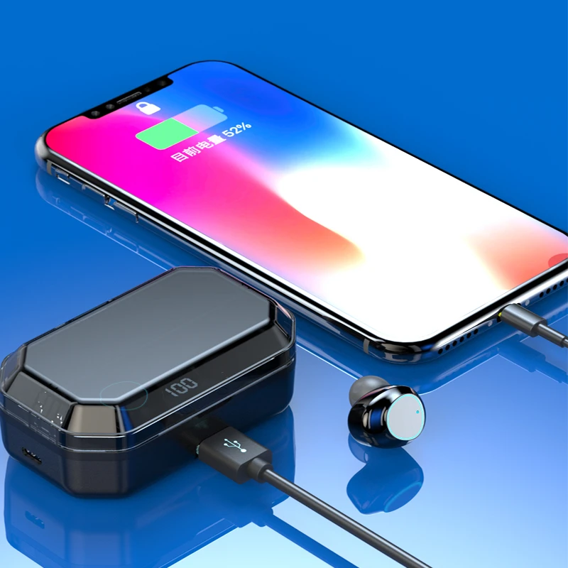 New G03 Earphone Wireless LED Smart Power Bank TWS 5.0 Bluetooth 9D Stereo IPX7 Waterproof PK G02 for realme x2 pro Q x