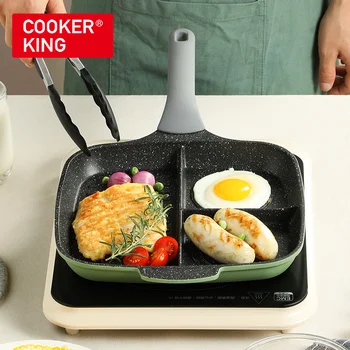 

COOKER KING 3 in 1 Frying Pan,26CM Multi-Function Grill Pan,Omlette Pan for Breakfast,Non-stick, Suitable for All Stoves