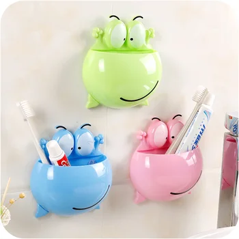 

Cute Frogs Toothbrush Holder Bathroom Accessories Wall Suction Cups Shower Holder Sucker Toothbrush Holder Suction Hooks Shelf