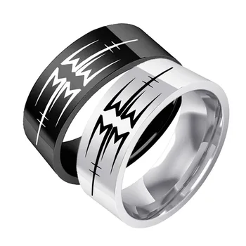 

New Fashion Rock Band Marilyn Manson Logo Rings Titanium Steel Ring For Men's and Women's Hip Hop Jewelry Gift Accessories