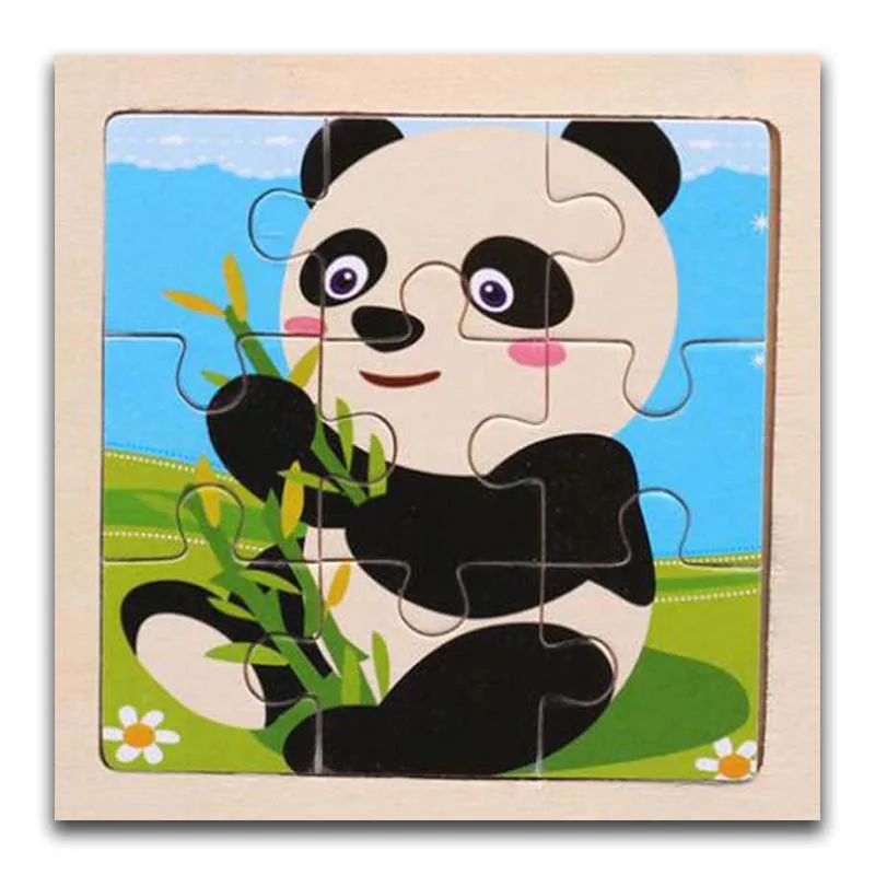 panda 3D Бумажная детская развивающая игрушка для детей раннего возраста Мультяшные лесные животные Деревянные маленькие 9 частей головоломки - Цвет: panda