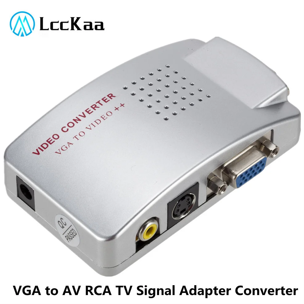 

LccKaa VGA to AV RCA TV Signal Adapter Converter PC Converter Box Video Switch Box Composite Supports NTSC PAL for Computer