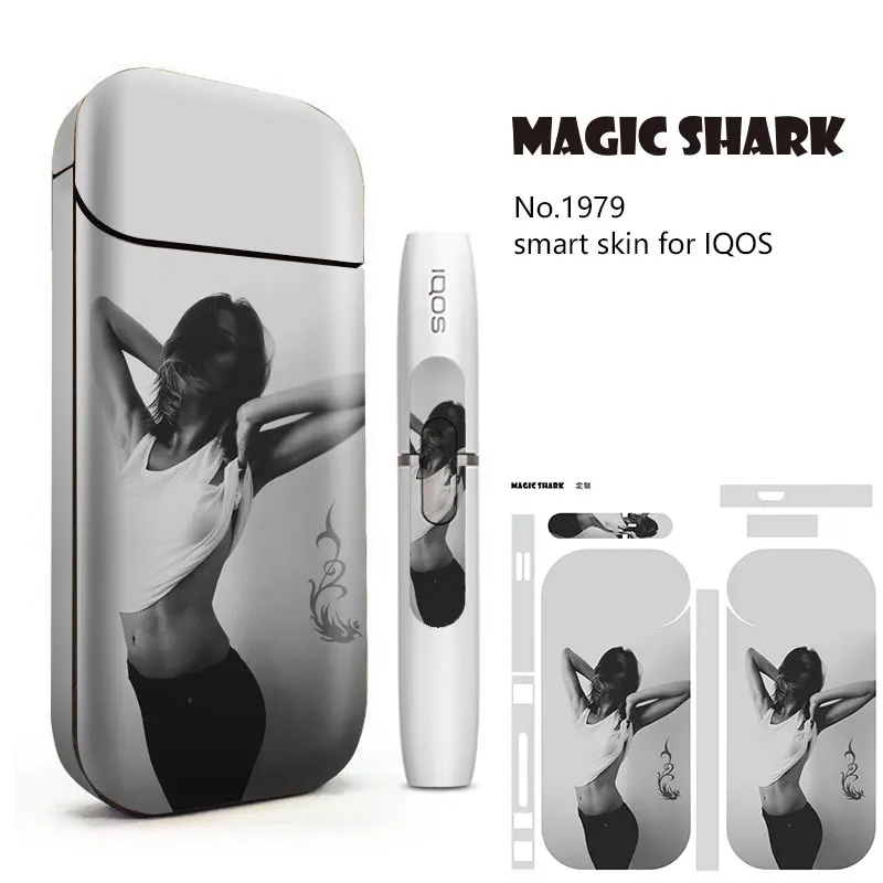 Чехол Magic Shark для IQOS черный белый ПВХ наклейки 2 4 Plus электронная сигарета горячая