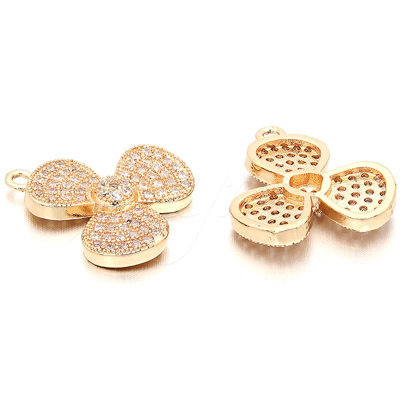 

17mm*18mm Hand Made Brass Cubic Zirconia Charms Leaf Accessories Jewelry Making Pendants Bracelet DIY Connector Model:LVD33