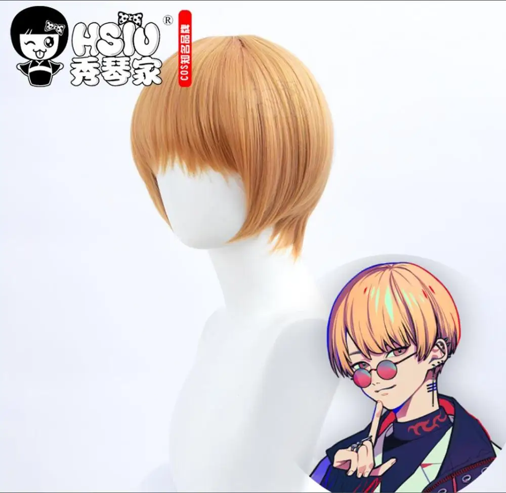 

HSIU Paradox Live HIPHOP Cosplay Yeon Hajun Cosplay Wig Turmeric color men's short hair Fiber synthetic Hair