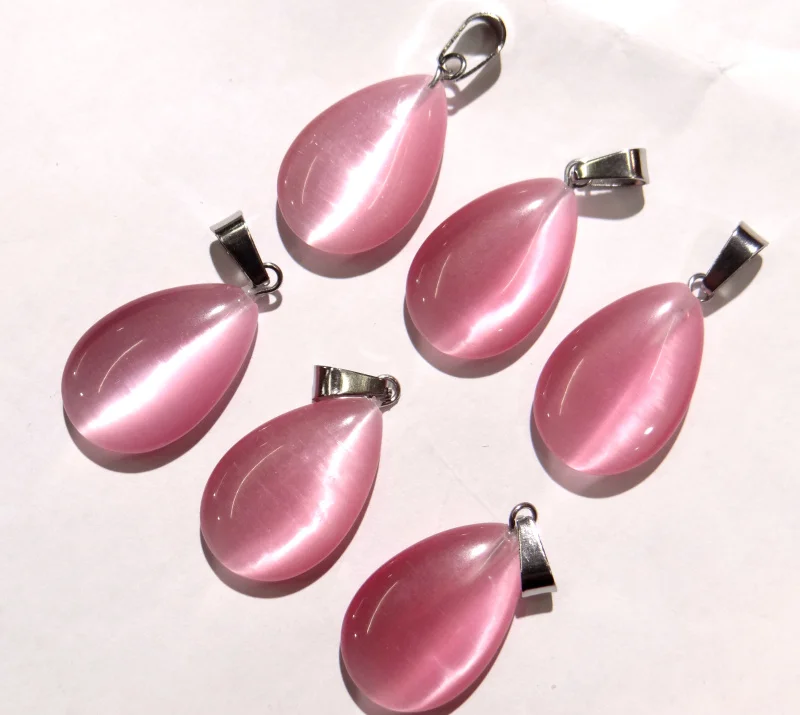 Natural stone Teardrop aventurine Quartz Crystal tiger eye Cat eyes pendants for diy jewelry making necklace Accessories12pcs