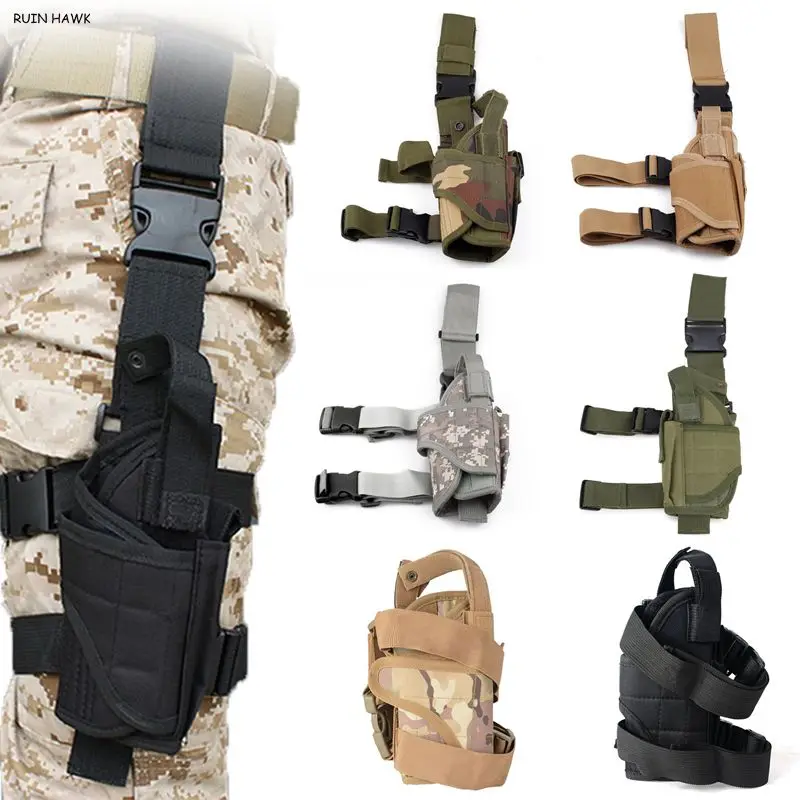 Tactical Pistol Gun Holster Thigh Drop Right Leg Adjustable Bag Holster Pouch US 