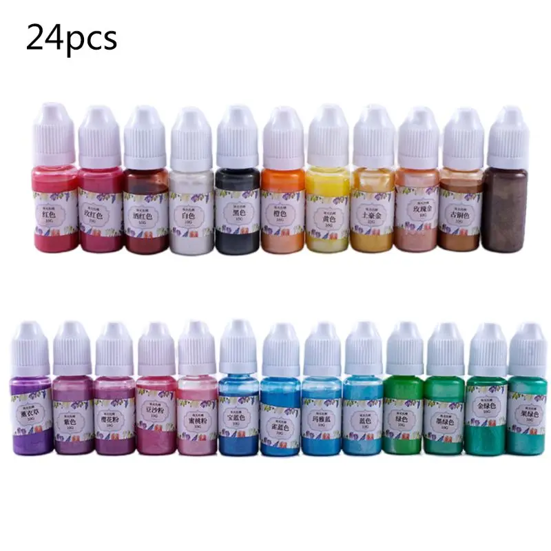 

24 Colors Epoxy Pigment UV Resin Coloring Dye Liquid Colorant Glitter Fillings for DIY Handmade Jewelry Making Crafts Accessory