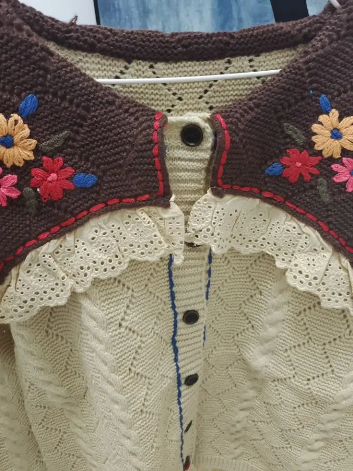 Vintage Ladies Knitted Cardigans Sweaters Women Long Sleeve Korean Retro Fashion Slim Tops Cardigans 2021 Autumn Winter