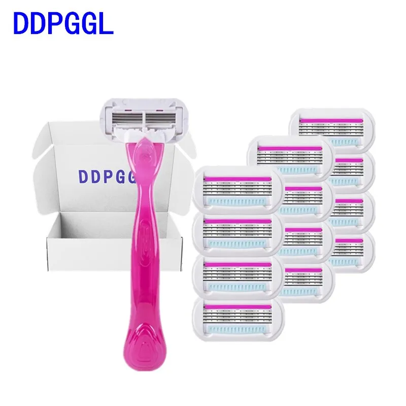 

DDPGGL 1pcs Holder 12pcs Blades Shaving Blades for Women Mild Razor BladesReplaceable Blade 4 Layer Blade Deep Cleaning and Mild