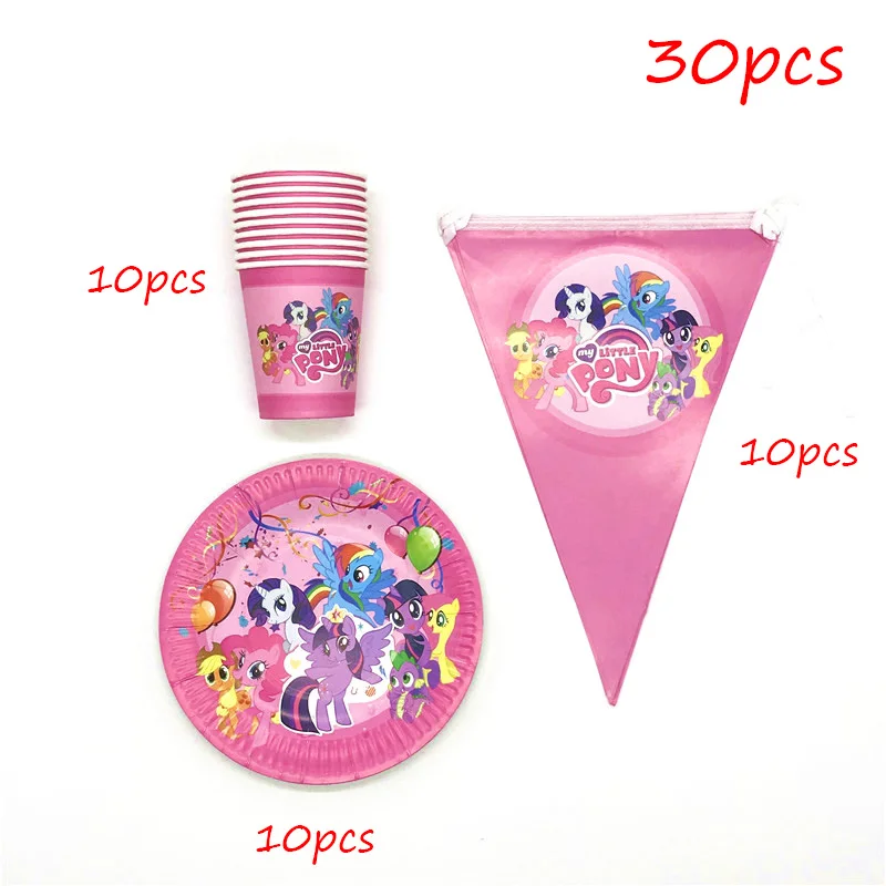 beipanqi-30pcs 51 шт./лот My Little Pony тематическая вечеринка на день рождения украшения одноразовые бумажные чашки пластины салфетка флаг Скатерть вечерние принадлежности наборы - Цвет: beipanqi-30pcs